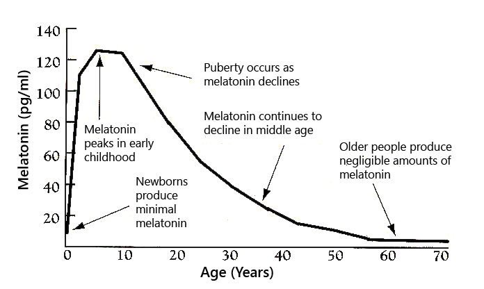 Graph Melatonin over age